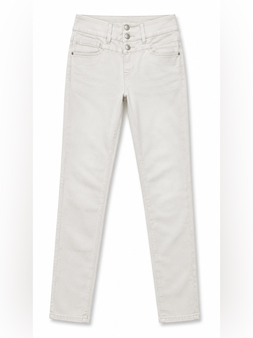 refuge Triple-Button Light Blue High-Rise Skinny Pants